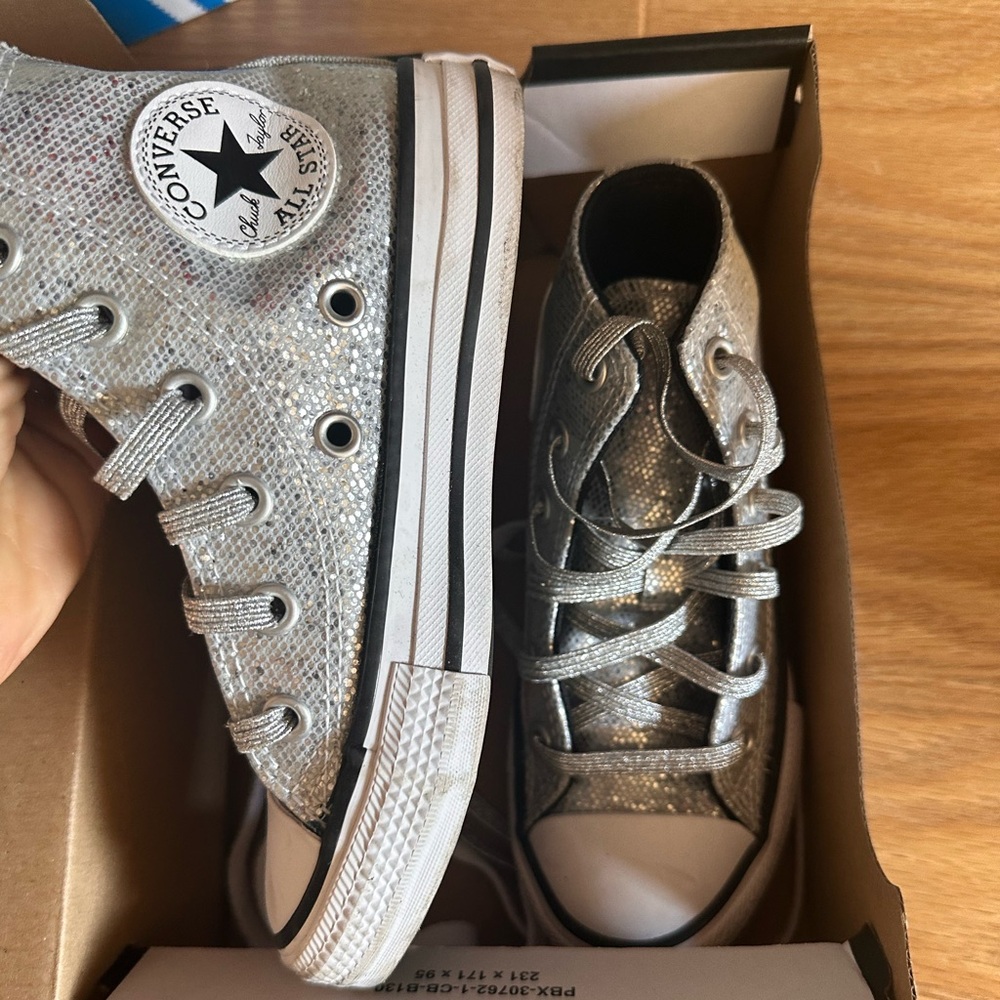 Converse Chuck Taylor All Star "Silver Glitter" Grade School Girls' Shoe - 11
